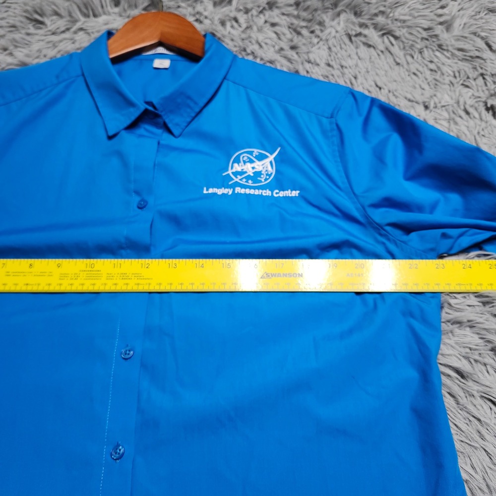NASA Shirt Womens XL Langley Research Center Button Down Up Blue Embroidered USA - Picture 7 of 10